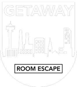 Getaway room escape Tampere logo valkoinen.